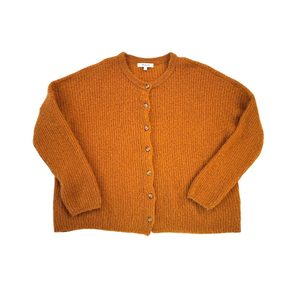 Madewell Bellaire Alpaca Blend Cardigan Sweater Small Golden Pecan Quiet Luxury - Picture 5 of 8
